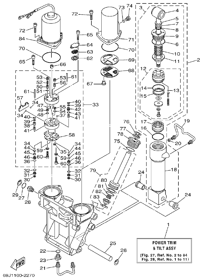 Yamaha A1 POWER TRIM & TILT ASSY 1 parts diagram